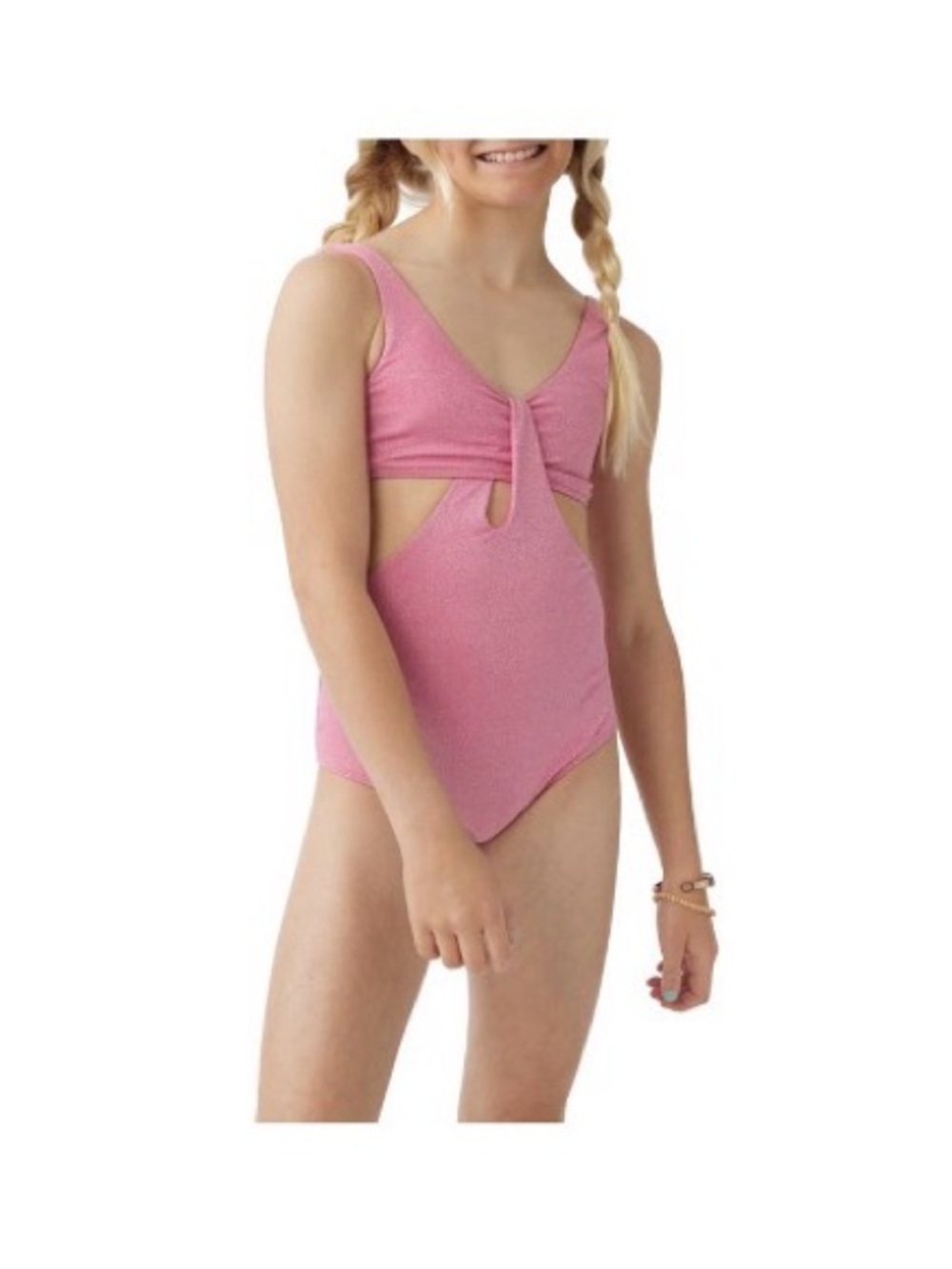 O'Neill Pink Girls Cutout One-Piece Swimsuit